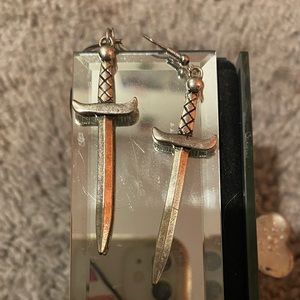 vintage sword drop earrings